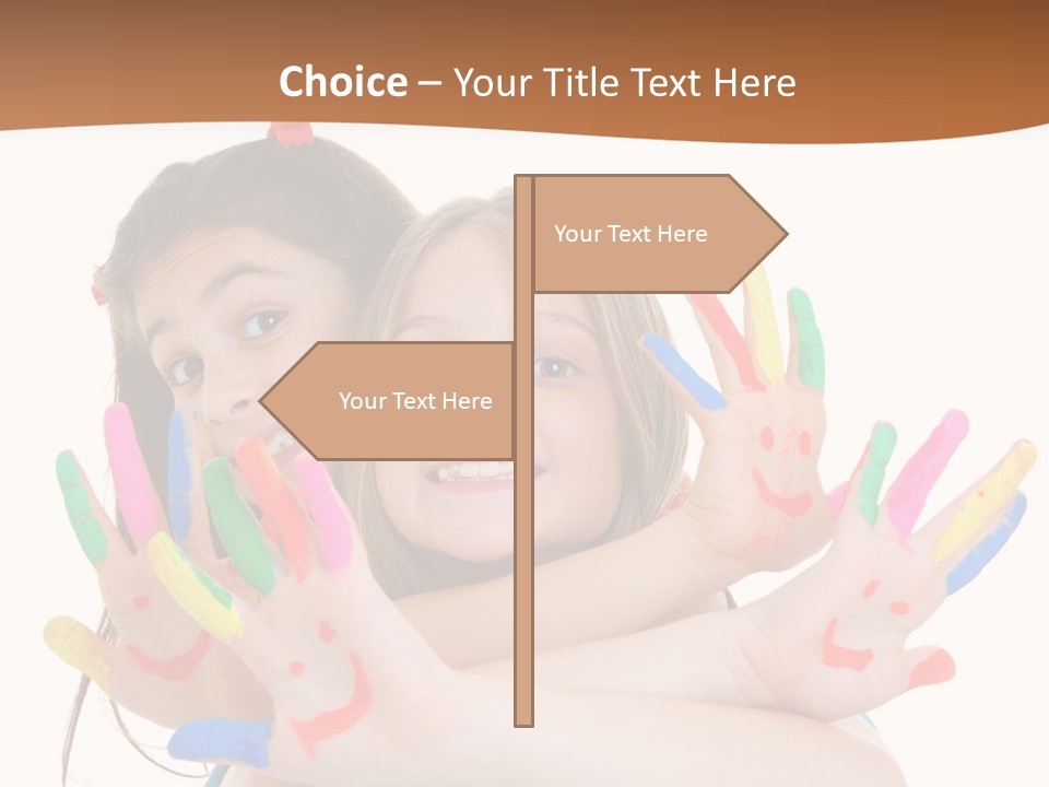 Two Young Girls Are Holding Their Hands In The Air PowerPoint Template