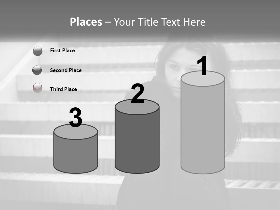 A Woman Is Sitting On The Stairs With Her Hand On Her Head PowerPoint Template