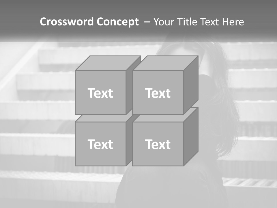 A Woman Is Sitting On The Stairs With Her Hand On Her Head PowerPoint Template