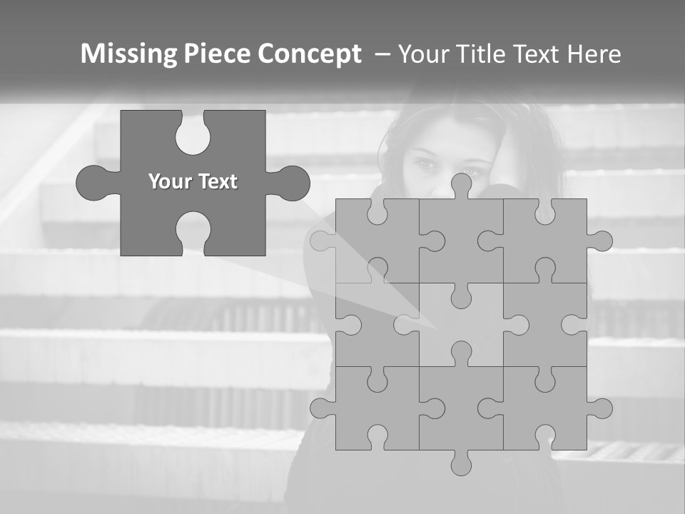 A Woman Is Sitting On The Stairs With Her Hand On Her Head PowerPoint Template