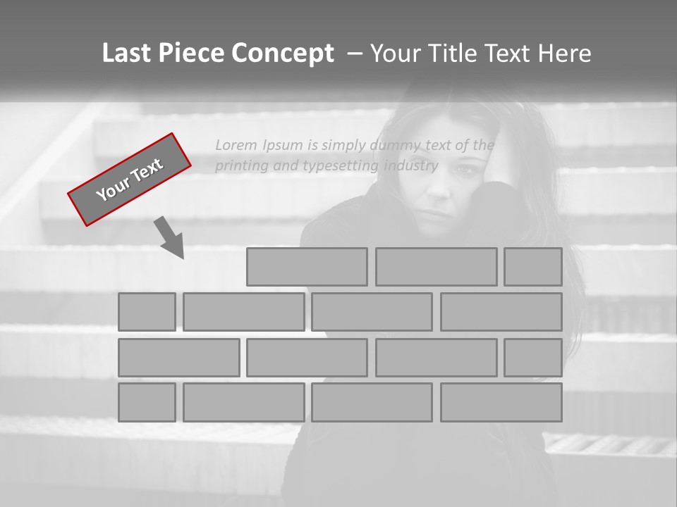 A Woman Is Sitting On The Stairs With Her Hand On Her Head PowerPoint Template