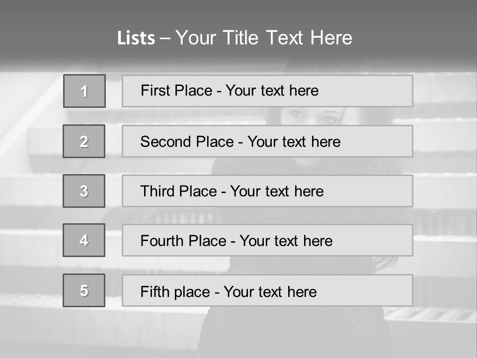 A Woman Is Sitting On The Stairs With Her Hand On Her Head PowerPoint Template