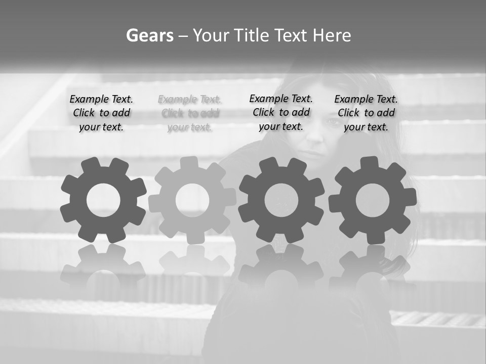 A Woman Is Sitting On The Stairs With Her Hand On Her Head PowerPoint Template