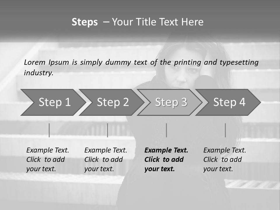 A Woman Is Sitting On The Stairs With Her Hand On Her Head PowerPoint Template