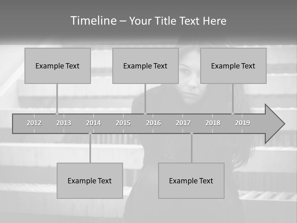 A Woman Is Sitting On The Stairs With Her Hand On Her Head PowerPoint Template