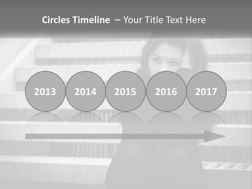 A Woman Is Sitting On The Stairs With Her Hand On Her Head PowerPoint Template