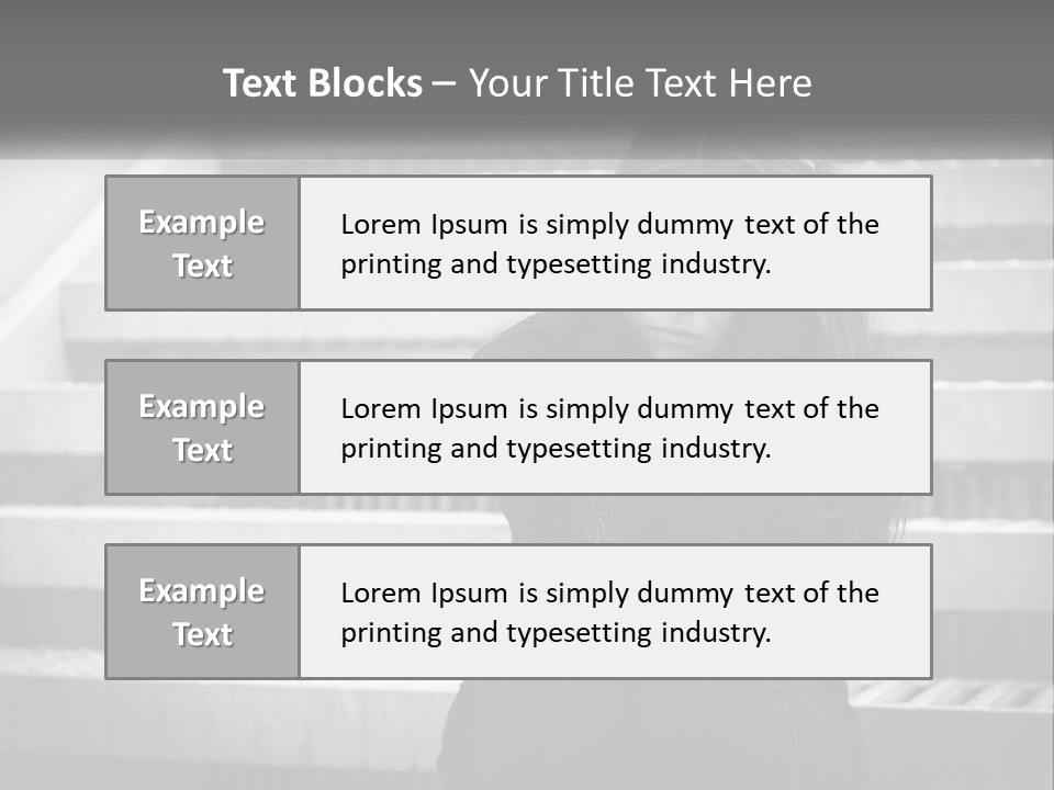 A Woman Is Sitting On The Stairs With Her Hand On Her Head PowerPoint Template