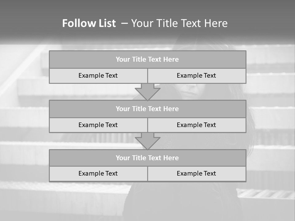 A Woman Is Sitting On The Stairs With Her Hand On Her Head PowerPoint Template