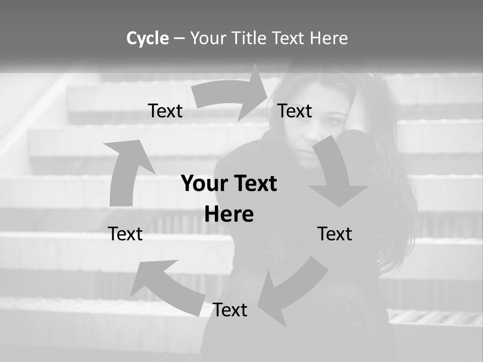 A Woman Is Sitting On The Stairs With Her Hand On Her Head PowerPoint Template