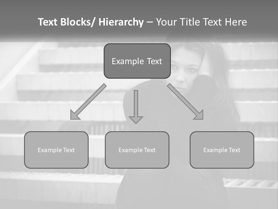 A Woman Is Sitting On The Stairs With Her Hand On Her Head PowerPoint Template