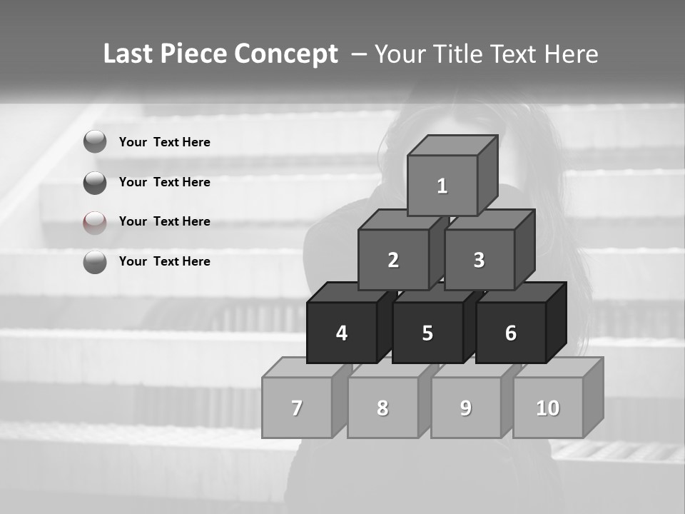 A Woman Is Sitting On The Stairs With Her Hand On Her Head PowerPoint Template