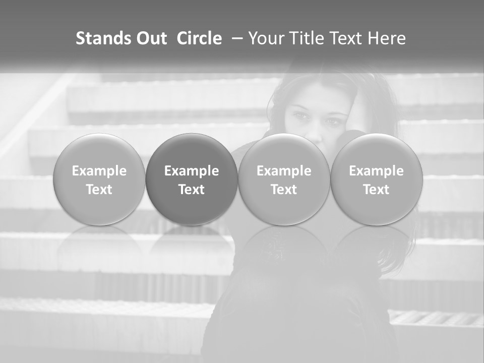 A Woman Is Sitting On The Stairs With Her Hand On Her Head PowerPoint Template