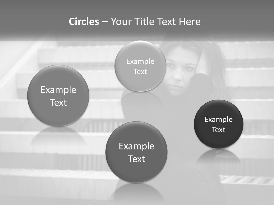 A Woman Is Sitting On The Stairs With Her Hand On Her Head PowerPoint Template