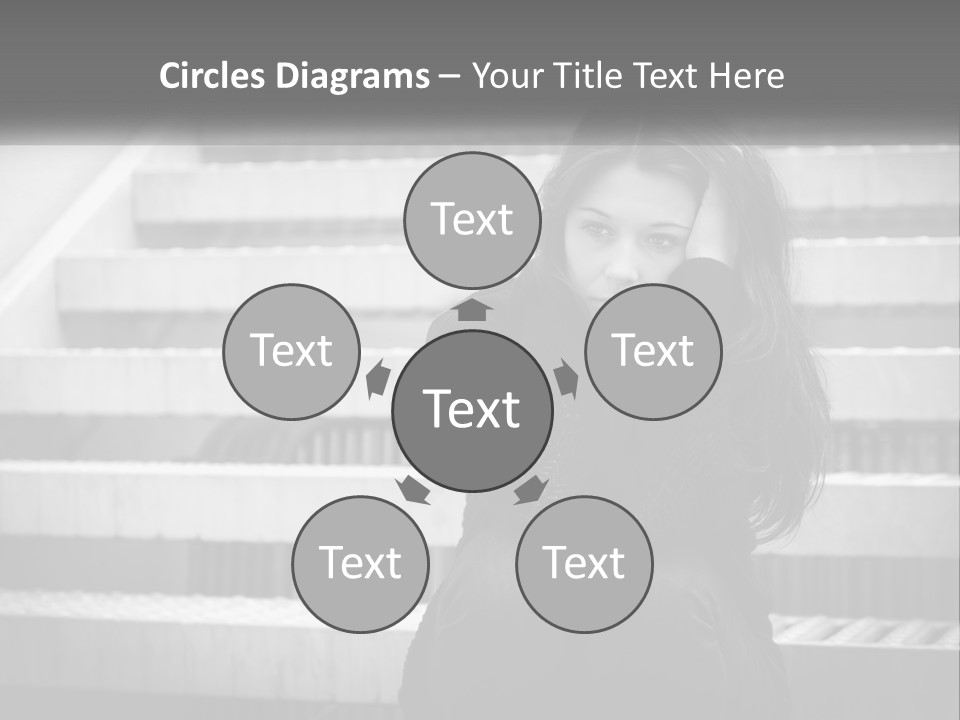 A Woman Is Sitting On The Stairs With Her Hand On Her Head PowerPoint Template