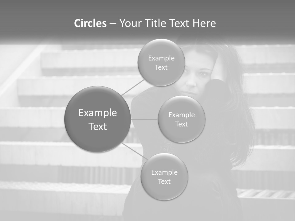 A Woman Is Sitting On The Stairs With Her Hand On Her Head PowerPoint Template