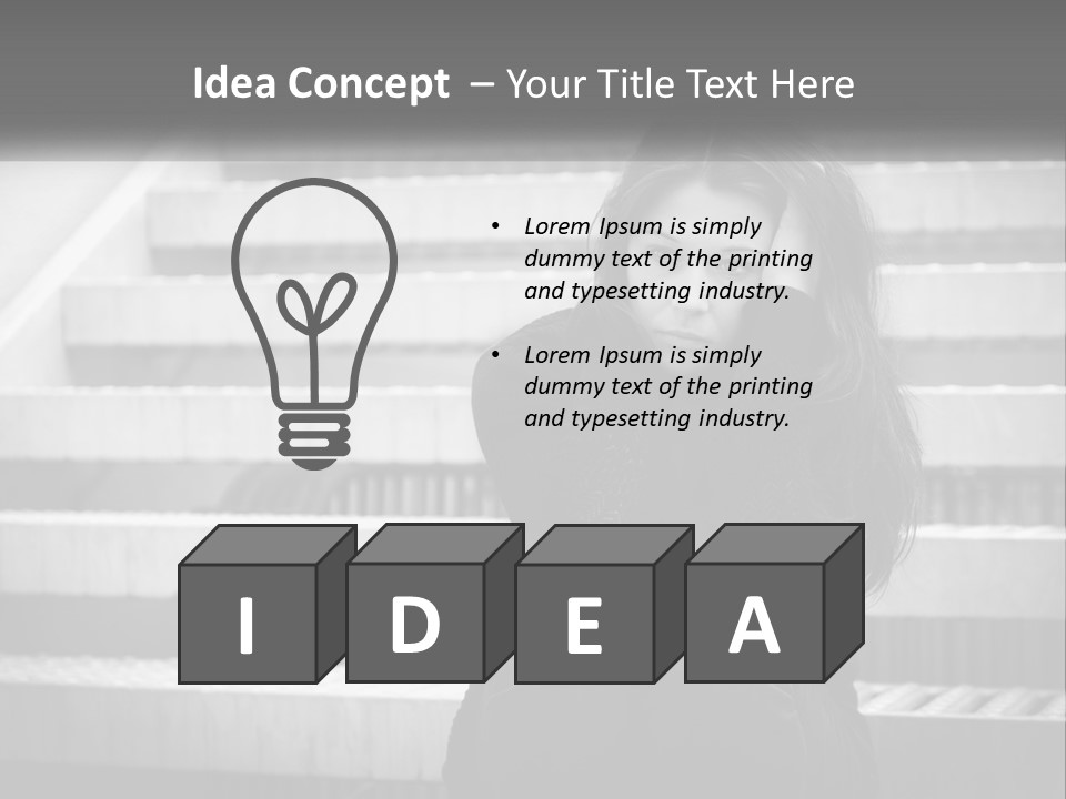 A Woman Is Sitting On The Stairs With Her Hand On Her Head PowerPoint Template