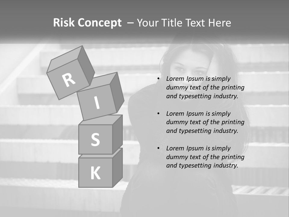 A Woman Is Sitting On The Stairs With Her Hand On Her Head PowerPoint Template