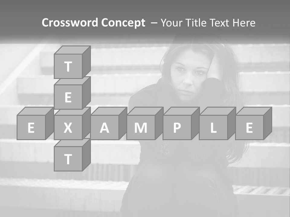 A Woman Is Sitting On The Stairs With Her Hand On Her Head PowerPoint Template