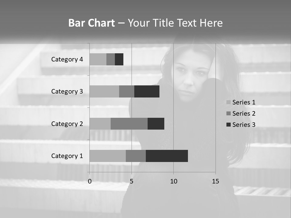 A Woman Is Sitting On The Stairs With Her Hand On Her Head PowerPoint Template