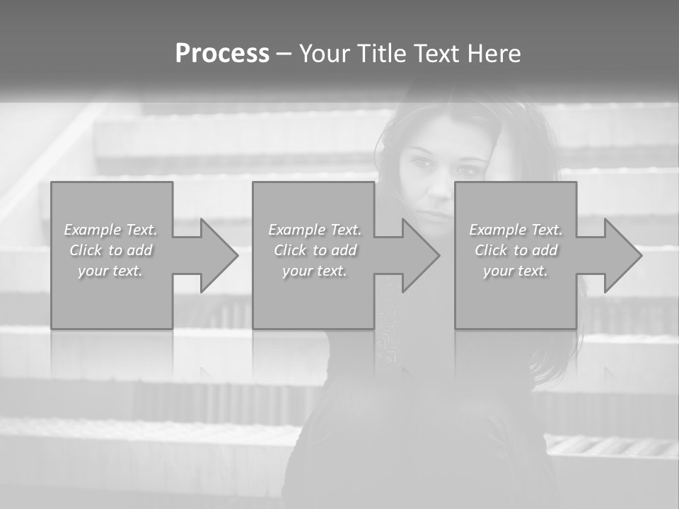 A Woman Is Sitting On The Stairs With Her Hand On Her Head PowerPoint Template