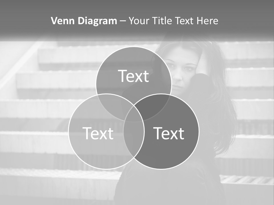 A Woman Is Sitting On The Stairs With Her Hand On Her Head PowerPoint Template