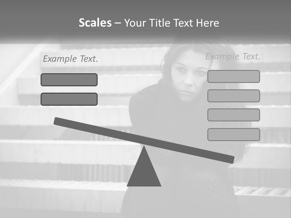 A Woman Is Sitting On The Stairs With Her Hand On Her Head PowerPoint Template