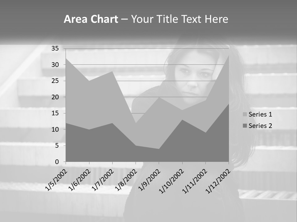 A Woman Is Sitting On The Stairs With Her Hand On Her Head PowerPoint Template