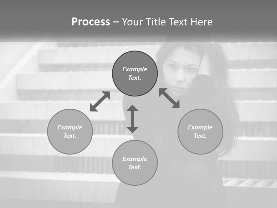 A Woman Is Sitting On The Stairs With Her Hand On Her Head PowerPoint Template