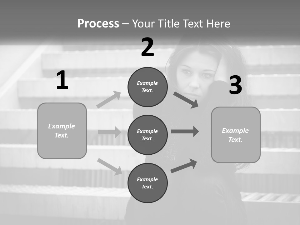 A Woman Is Sitting On The Stairs With Her Hand On Her Head PowerPoint Template