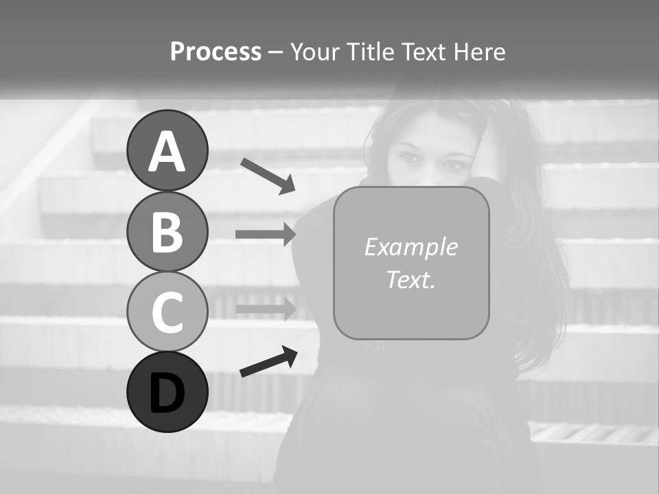 A Woman Is Sitting On The Stairs With Her Hand On Her Head PowerPoint Template