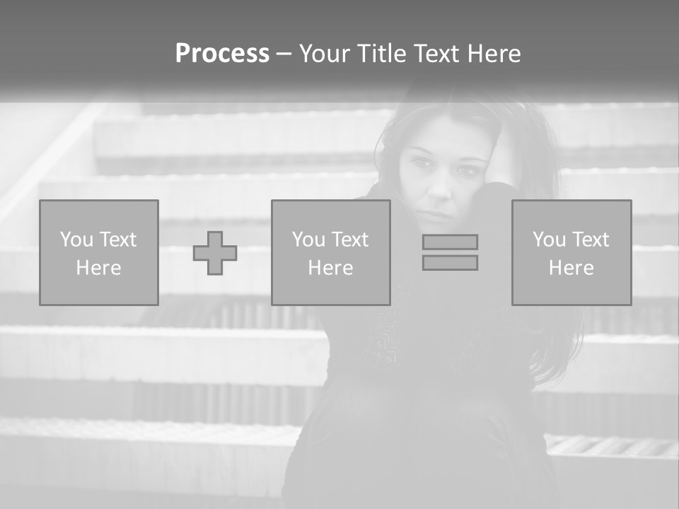 A Woman Is Sitting On The Stairs With Her Hand On Her Head PowerPoint Template
