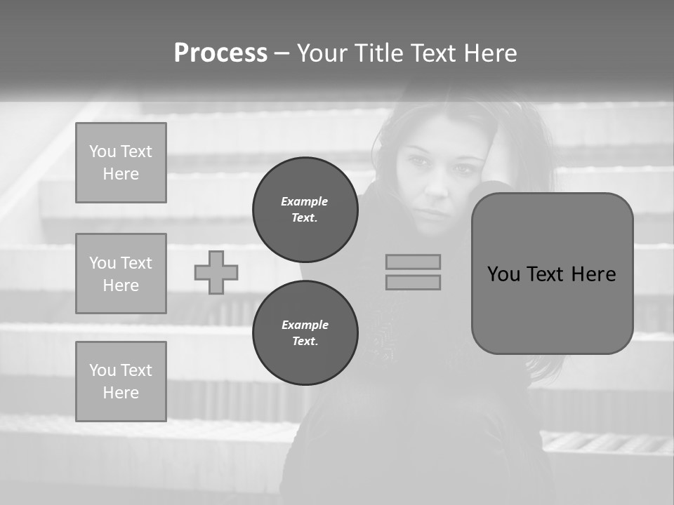 A Woman Is Sitting On The Stairs With Her Hand On Her Head PowerPoint Template