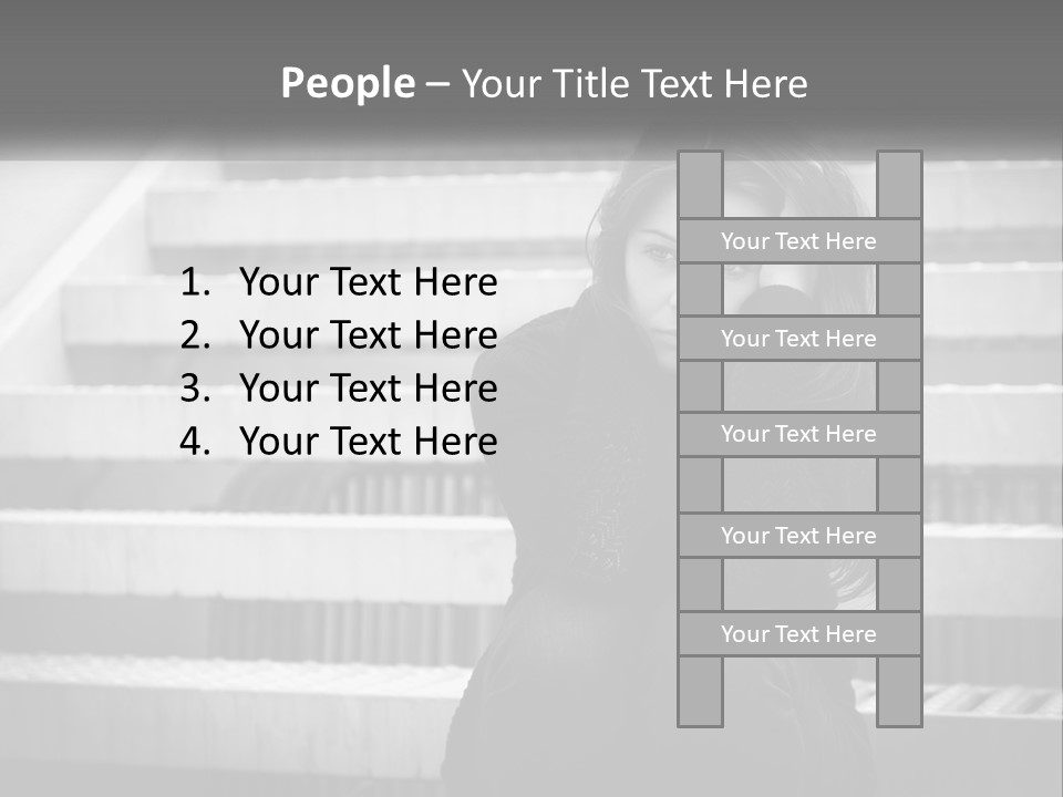 A Woman Is Sitting On The Stairs With Her Hand On Her Head PowerPoint Template