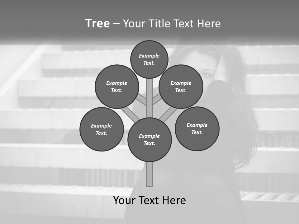 A Woman Is Sitting On The Stairs With Her Hand On Her Head PowerPoint Template