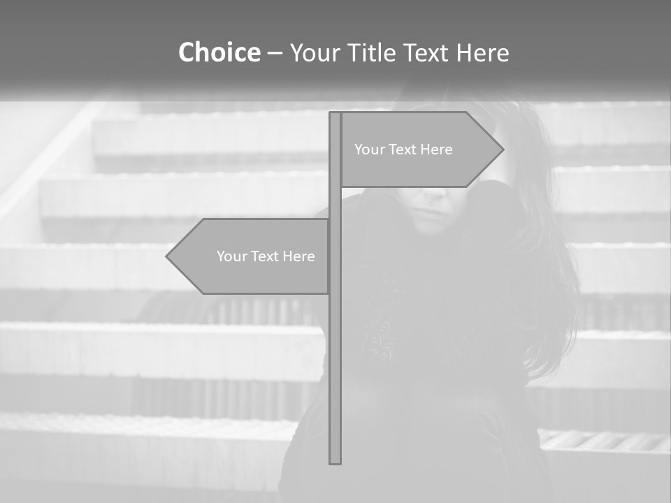 A Woman Is Sitting On The Stairs With Her Hand On Her Head PowerPoint Template