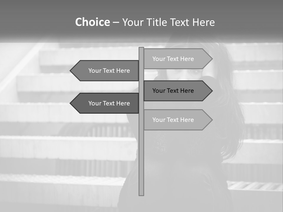 A Woman Is Sitting On The Stairs With Her Hand On Her Head PowerPoint Template