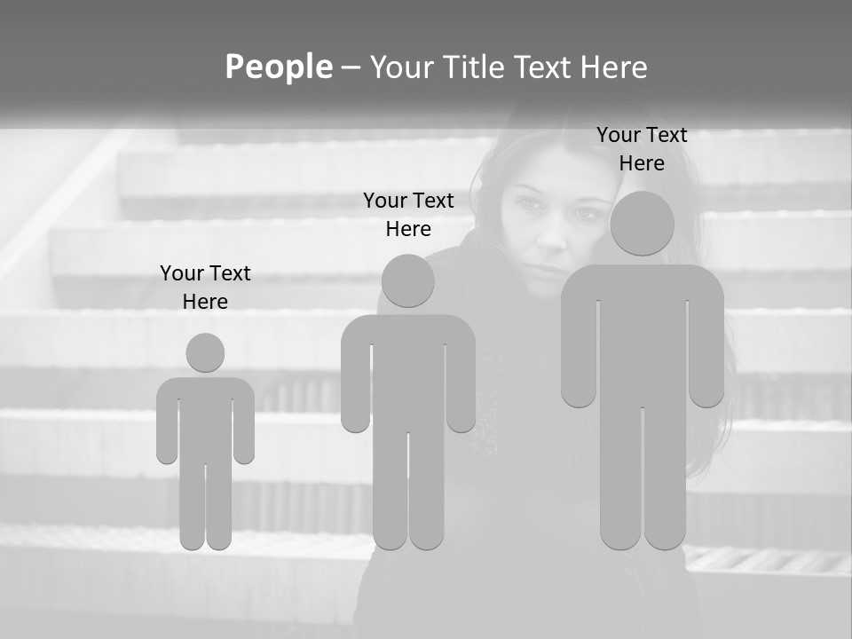 A Woman Is Sitting On The Stairs With Her Hand On Her Head PowerPoint Template