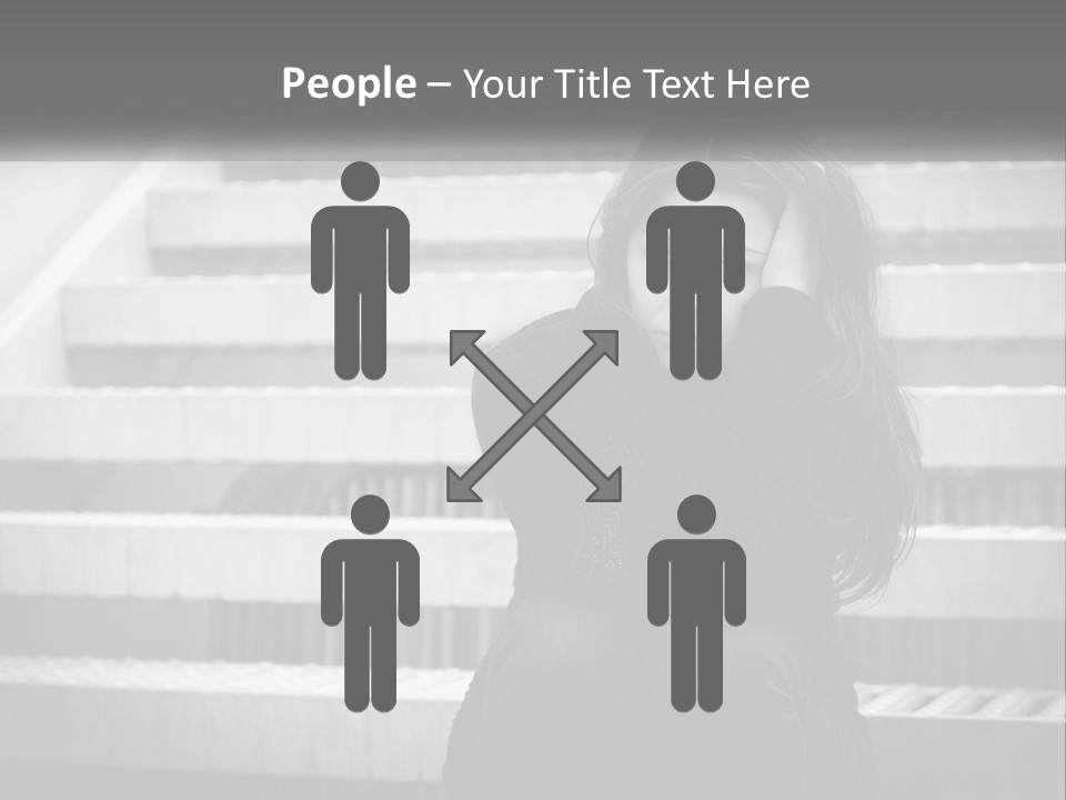 A Woman Is Sitting On The Stairs With Her Hand On Her Head PowerPoint Template