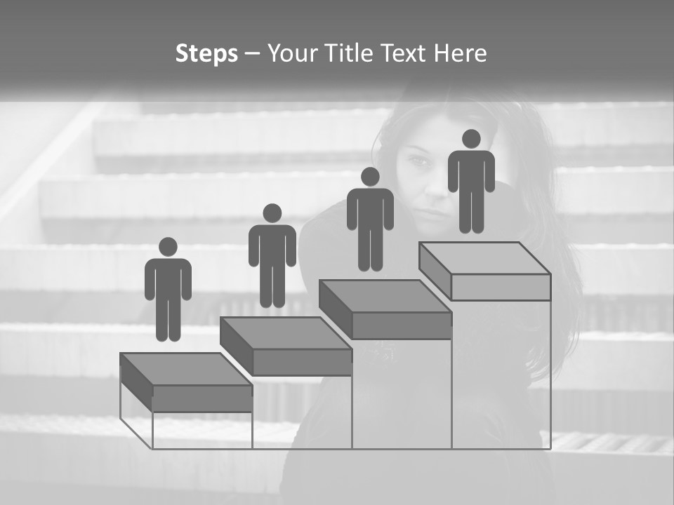 A Woman Is Sitting On The Stairs With Her Hand On Her Head PowerPoint Template