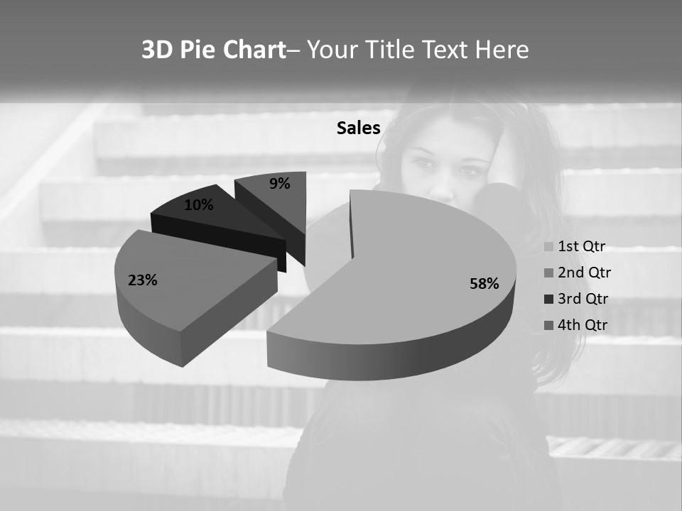 A Woman Is Sitting On The Stairs With Her Hand On Her Head PowerPoint Template
