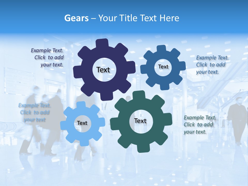 A Group Of People Walking Through A Building PowerPoint Template