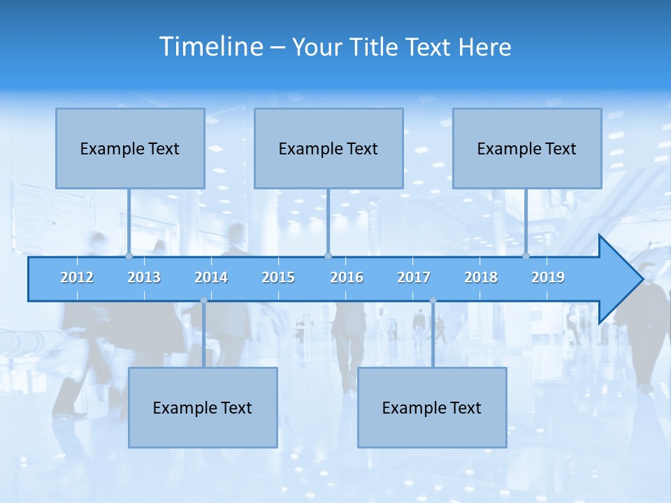 A Group Of People Walking Through A Building PowerPoint Template