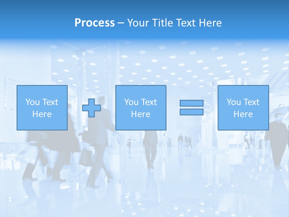 A Group Of People Walking Through A Building PowerPoint Template