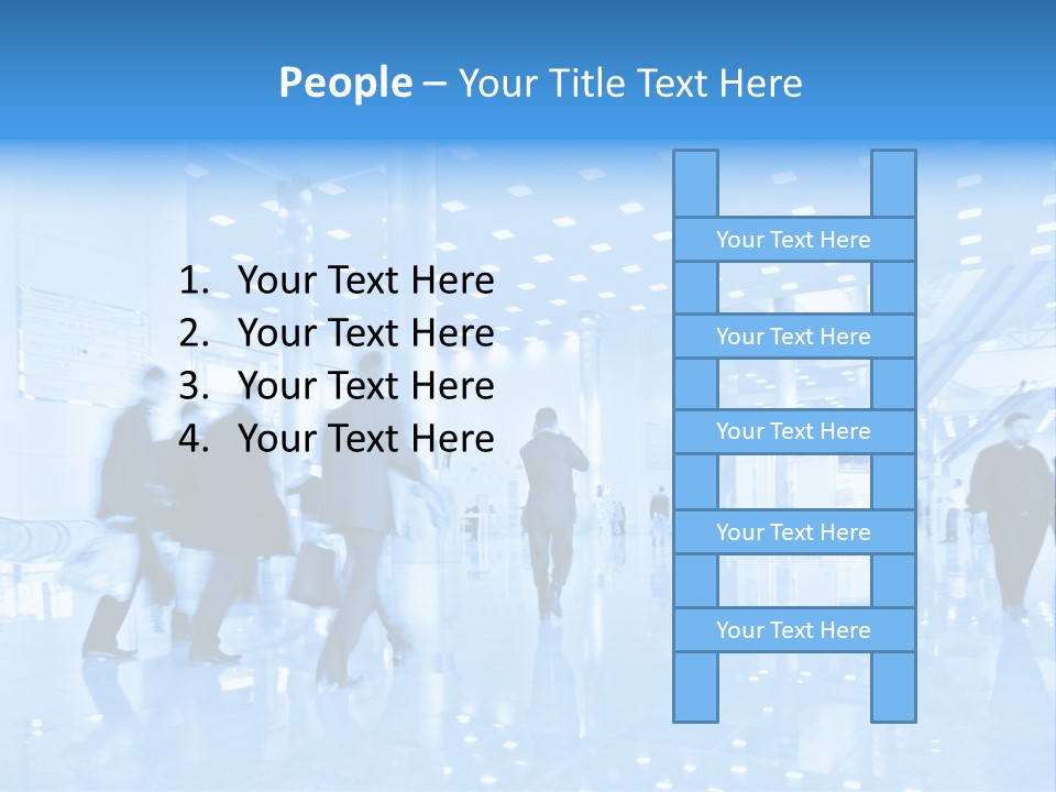 A Group Of People Walking Through A Building PowerPoint Template