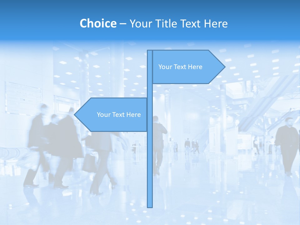 A Group Of People Walking Through A Building PowerPoint Template