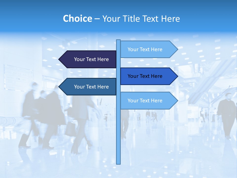A Group Of People Walking Through A Building PowerPoint Template