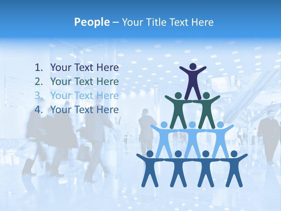A Group Of People Walking Through A Building PowerPoint Template