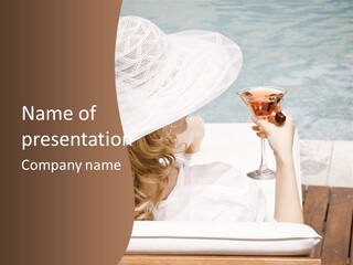 A Woman Sitting In A Chair Holding A Wine Glass PowerPoint Template