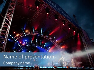 A Stage With Lights And Smoke On It PowerPoint Template
