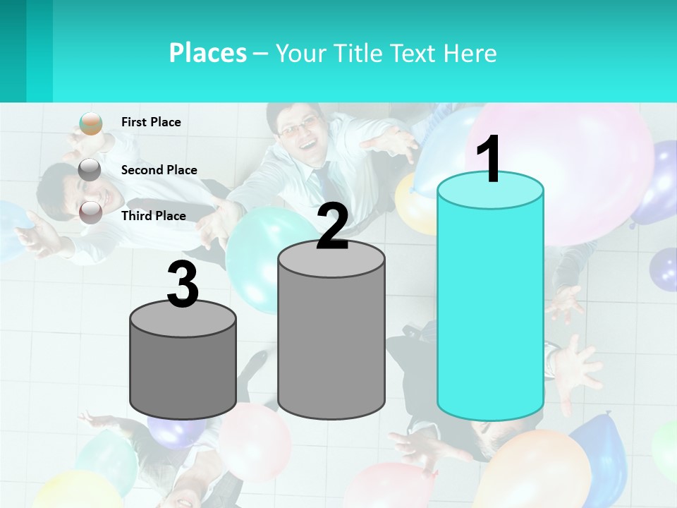 A Group Of People Standing Around Each Other Holding Balloons PowerPoint Template